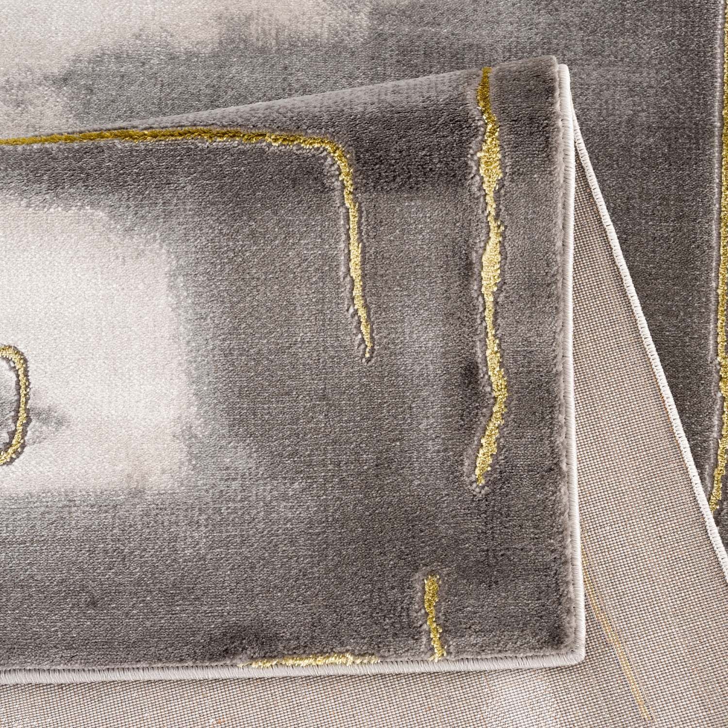 Teppich Modern 1629 Grau Gold Detail