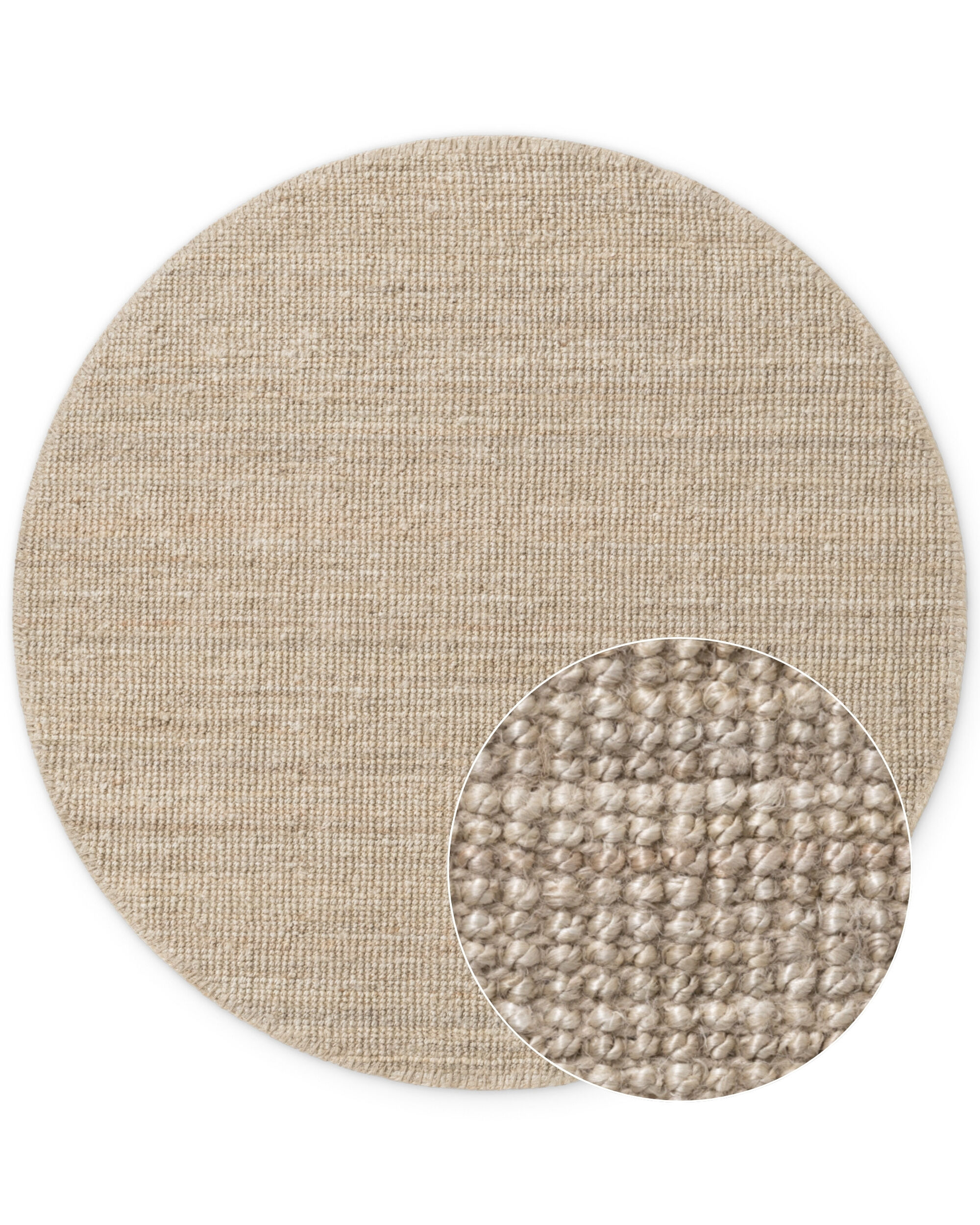 Juteteppich Rund Bouclé Jaipur 5973 Elfenbein Weiß