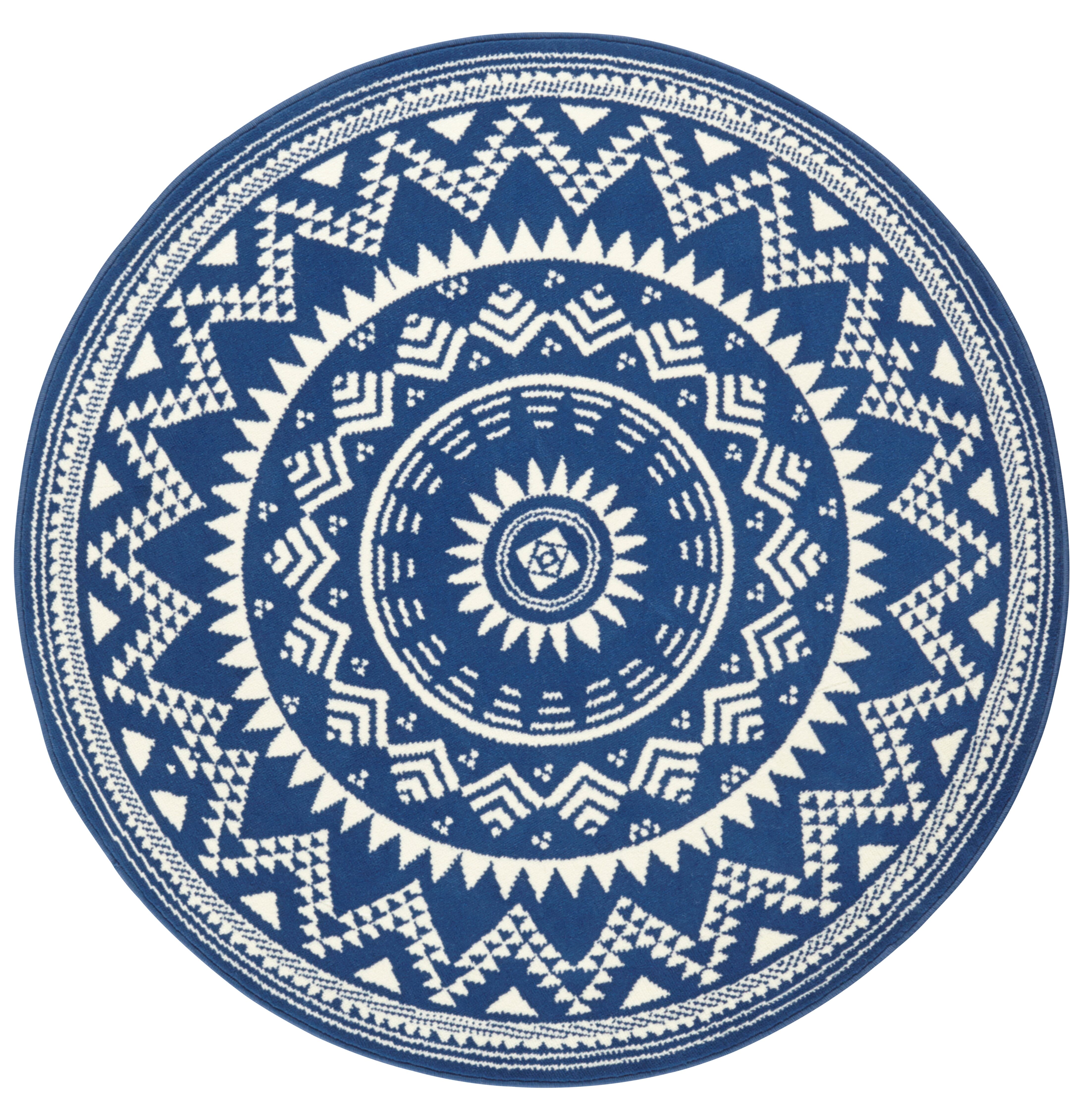 Teppich Mandala Boho Celebration 3442 Blau Rund