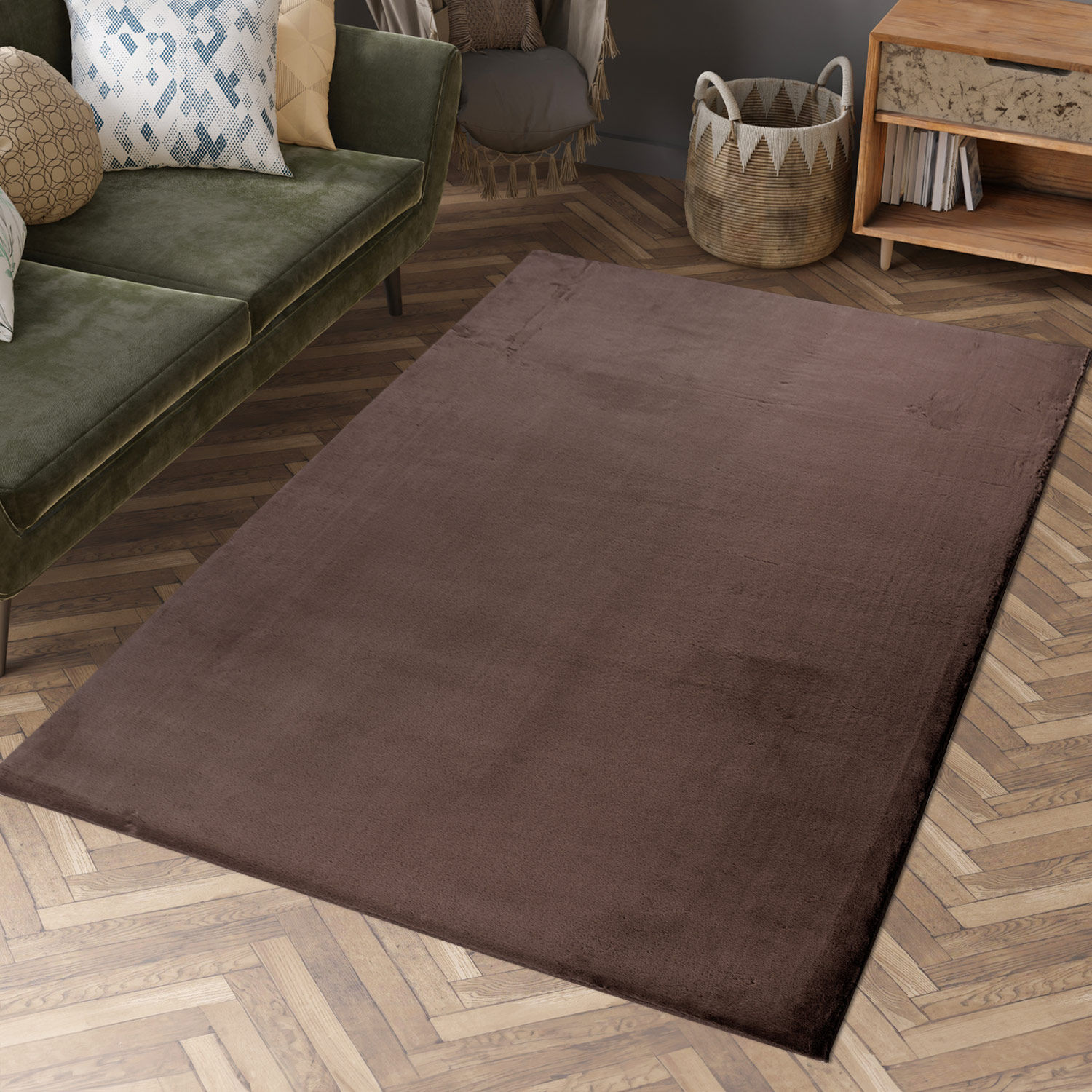 Flauschiger Teppich Mona Dunkel Taupe 160x230 2