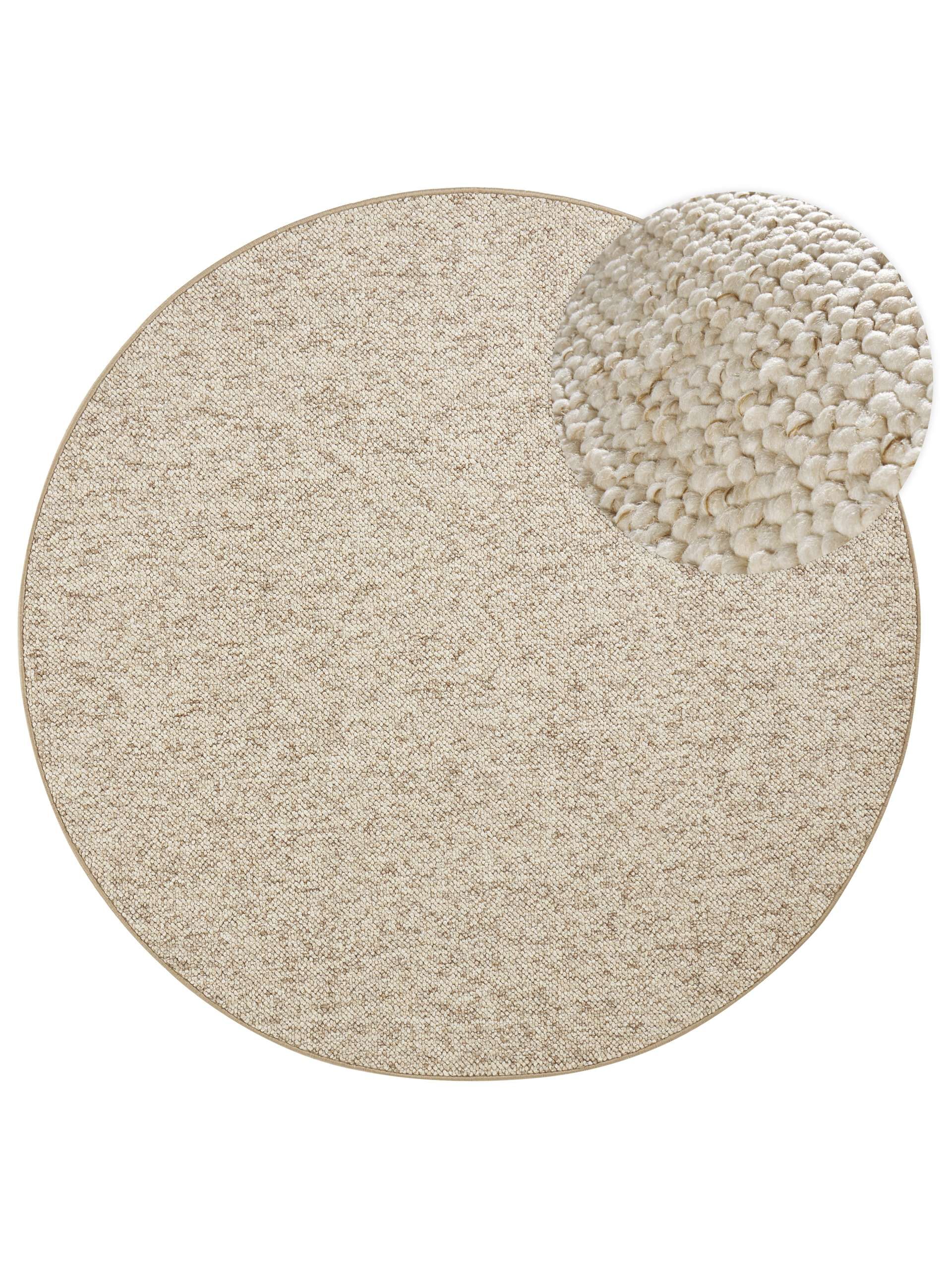 Teppich Wolle-Optik Wolly 2842 Beige/Braun Rund