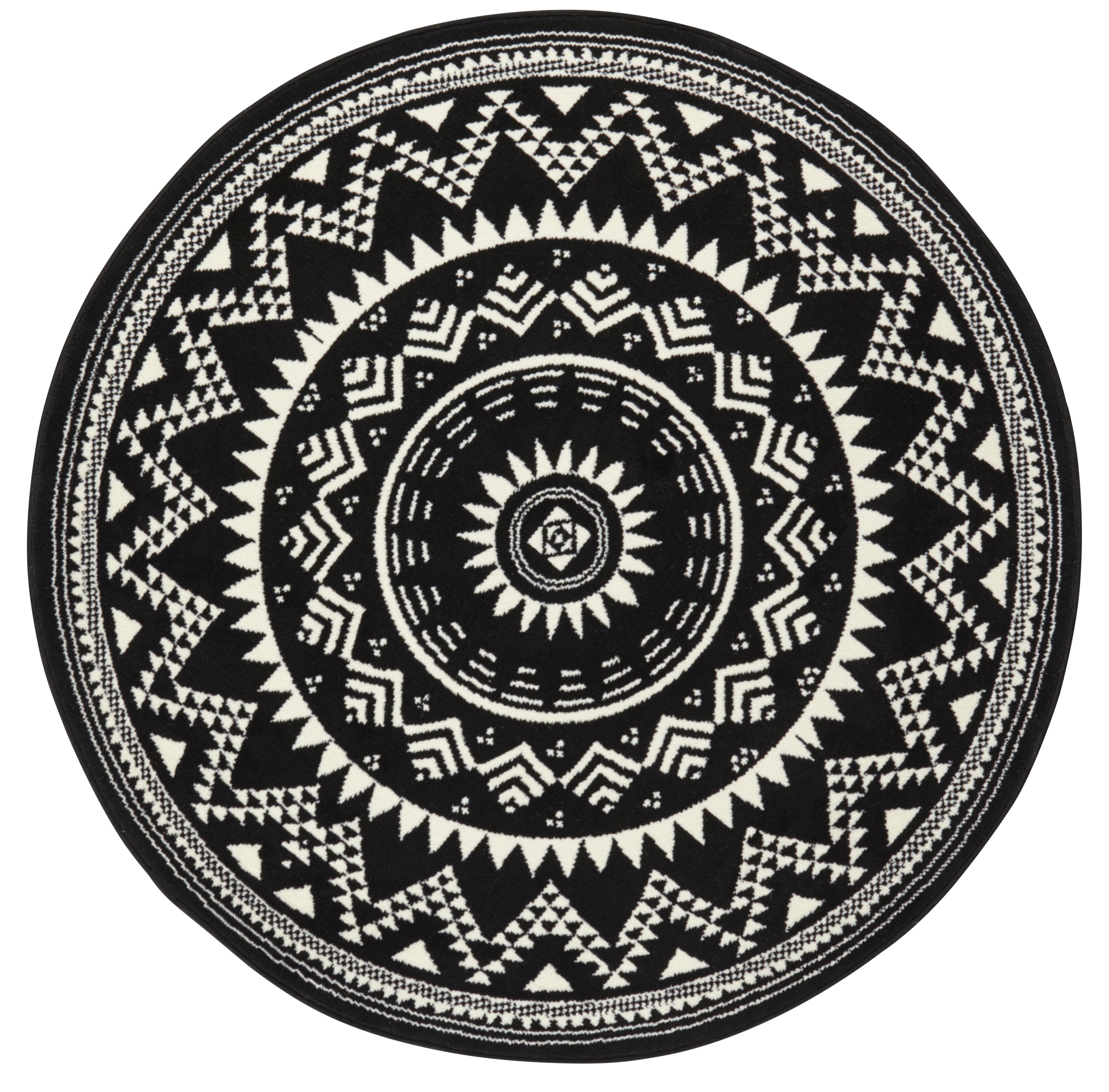 Teppich Mandala Boho Celebration 3441 Schwarz Rund