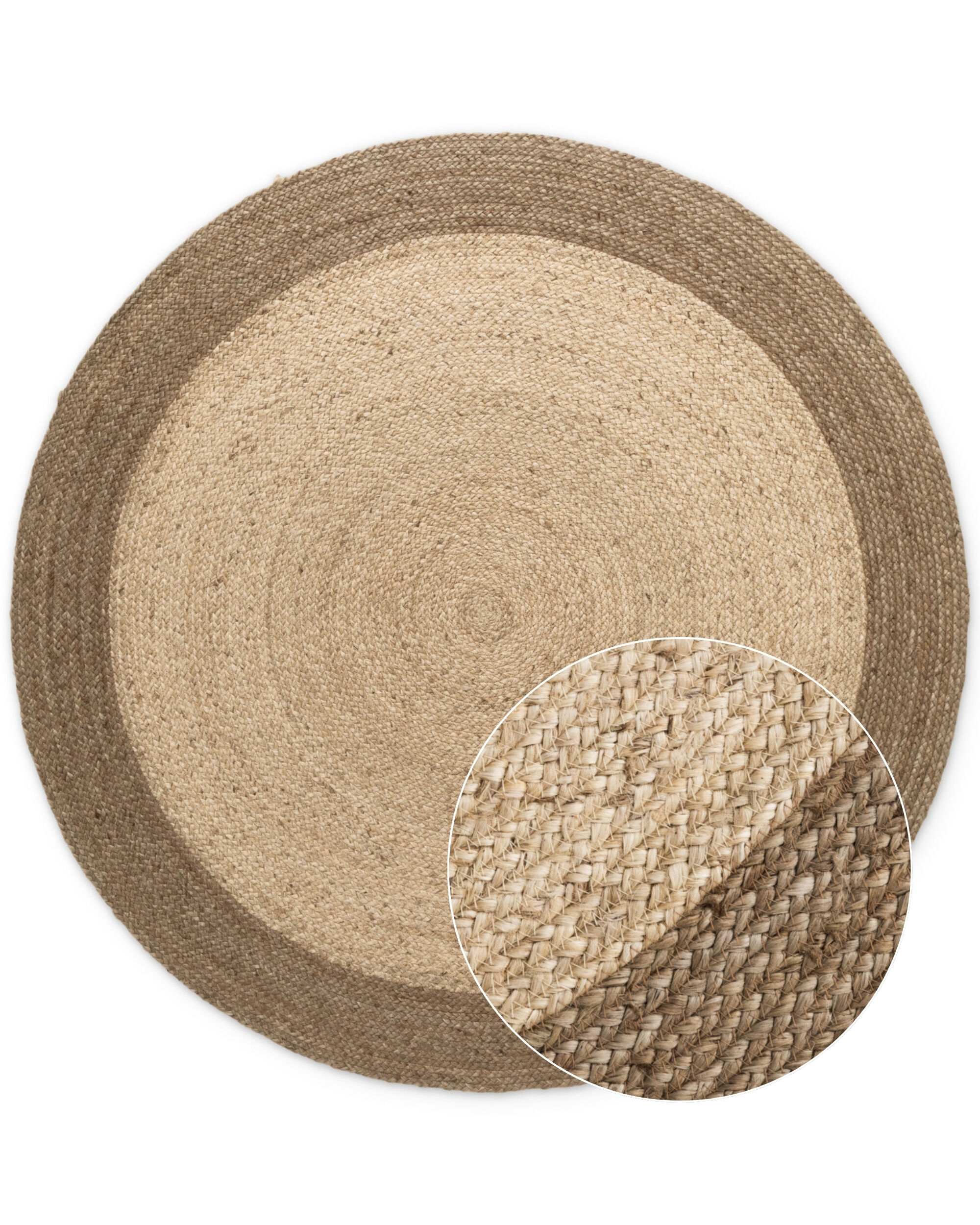 Jute Teppich Rund Jutta 6224 Ivory Greige