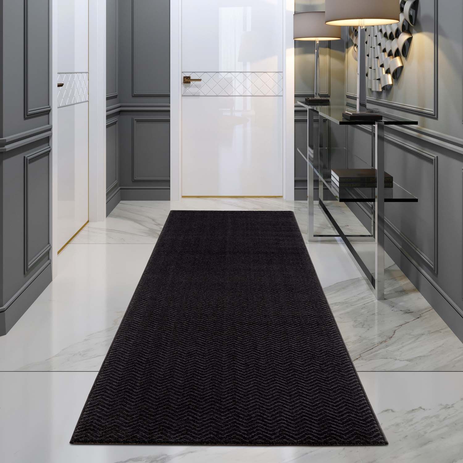 Teppich Modern Luxus Schwarz 508 Laeufer Raum