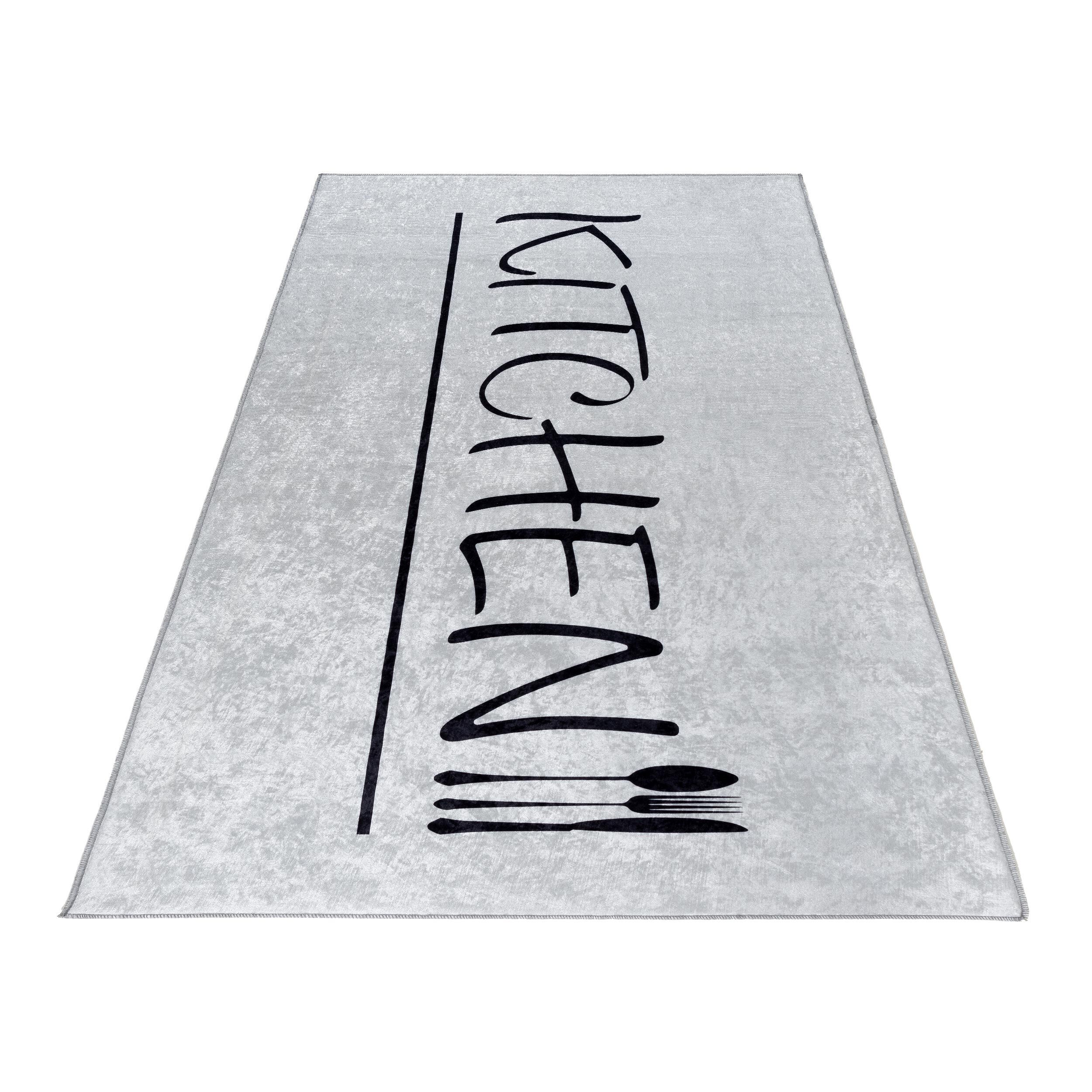 Waschbarer Teppich Rineva 3040 Grau Front