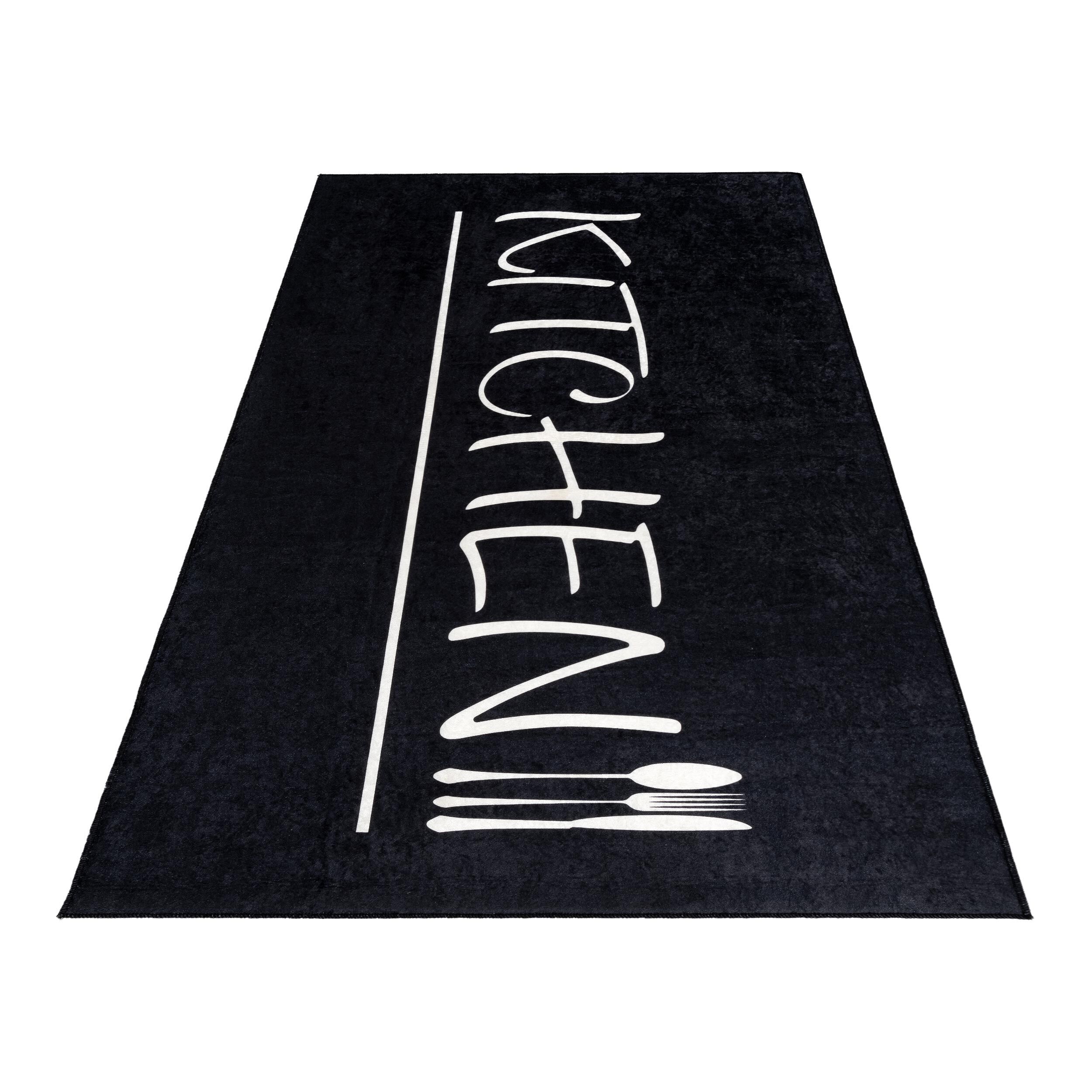 Waschbarer Teppich Rineva 3040 Schwarz Front