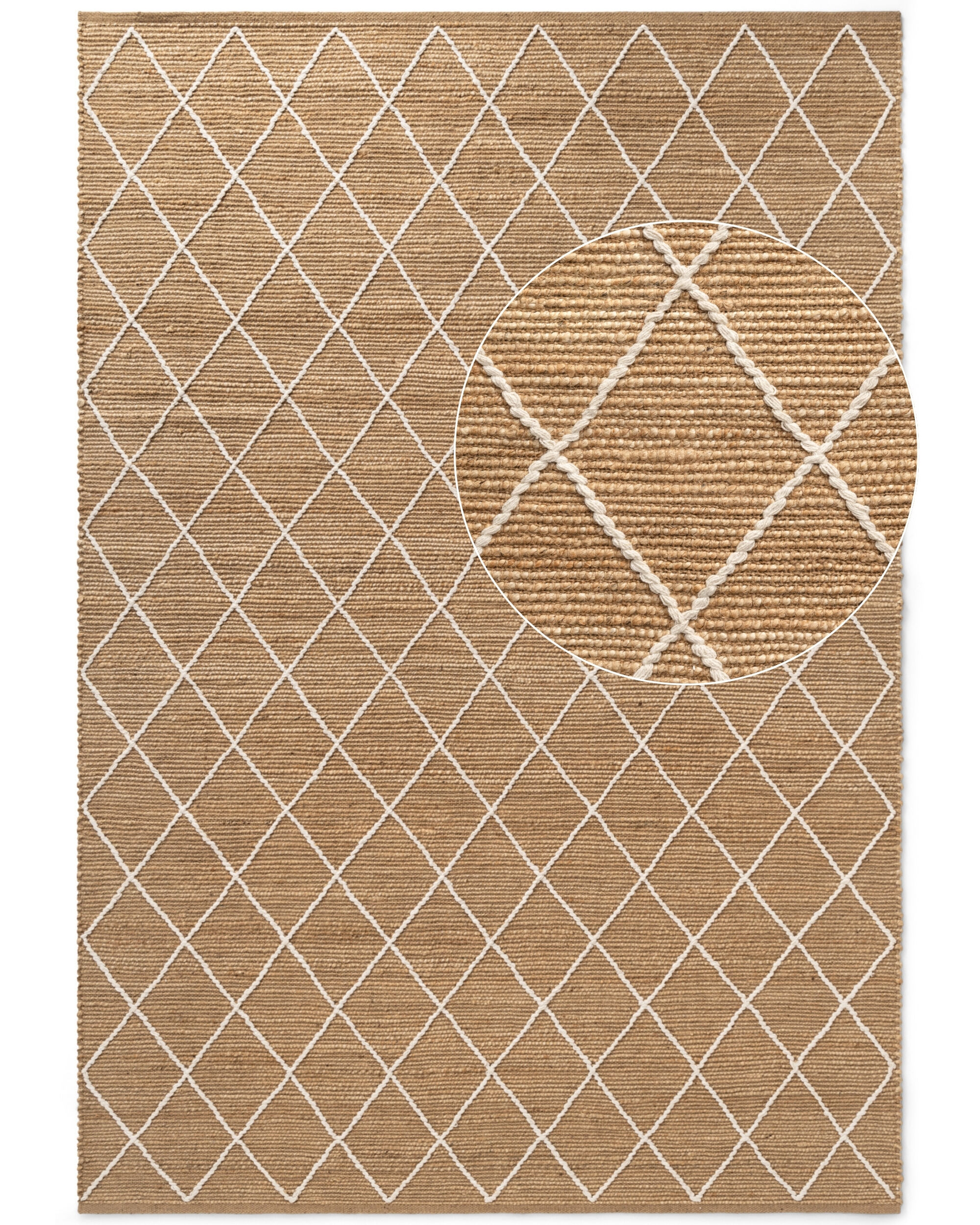 Jute Teppich Kunu 6208 Natur Gold Weiß 