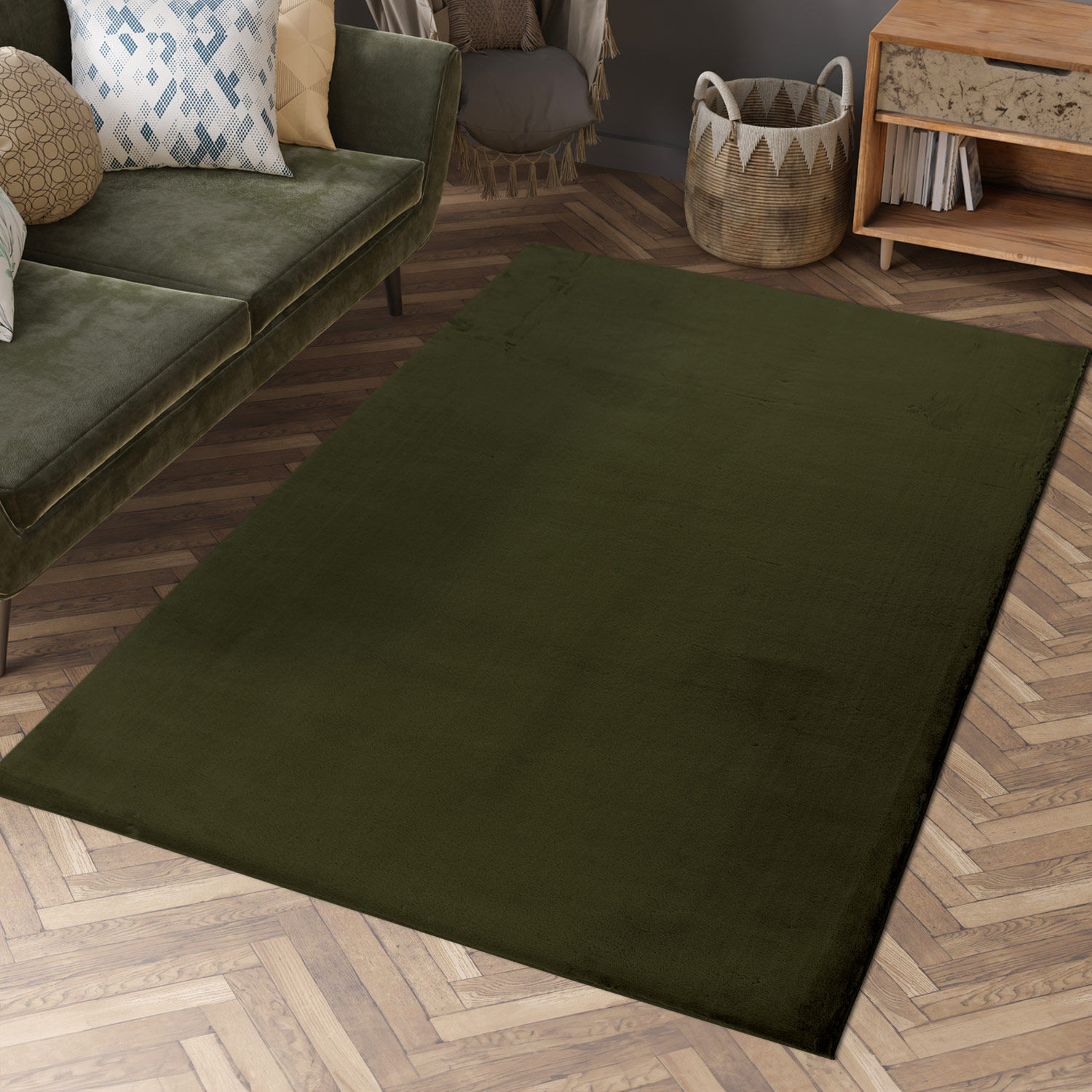 Flauschiger Teppich Mona Gruen 160x230 2