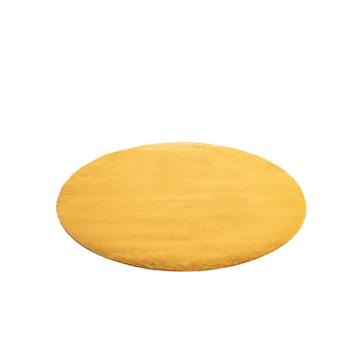 Flauschiger Teppich Mona Gelb Rund Drauf