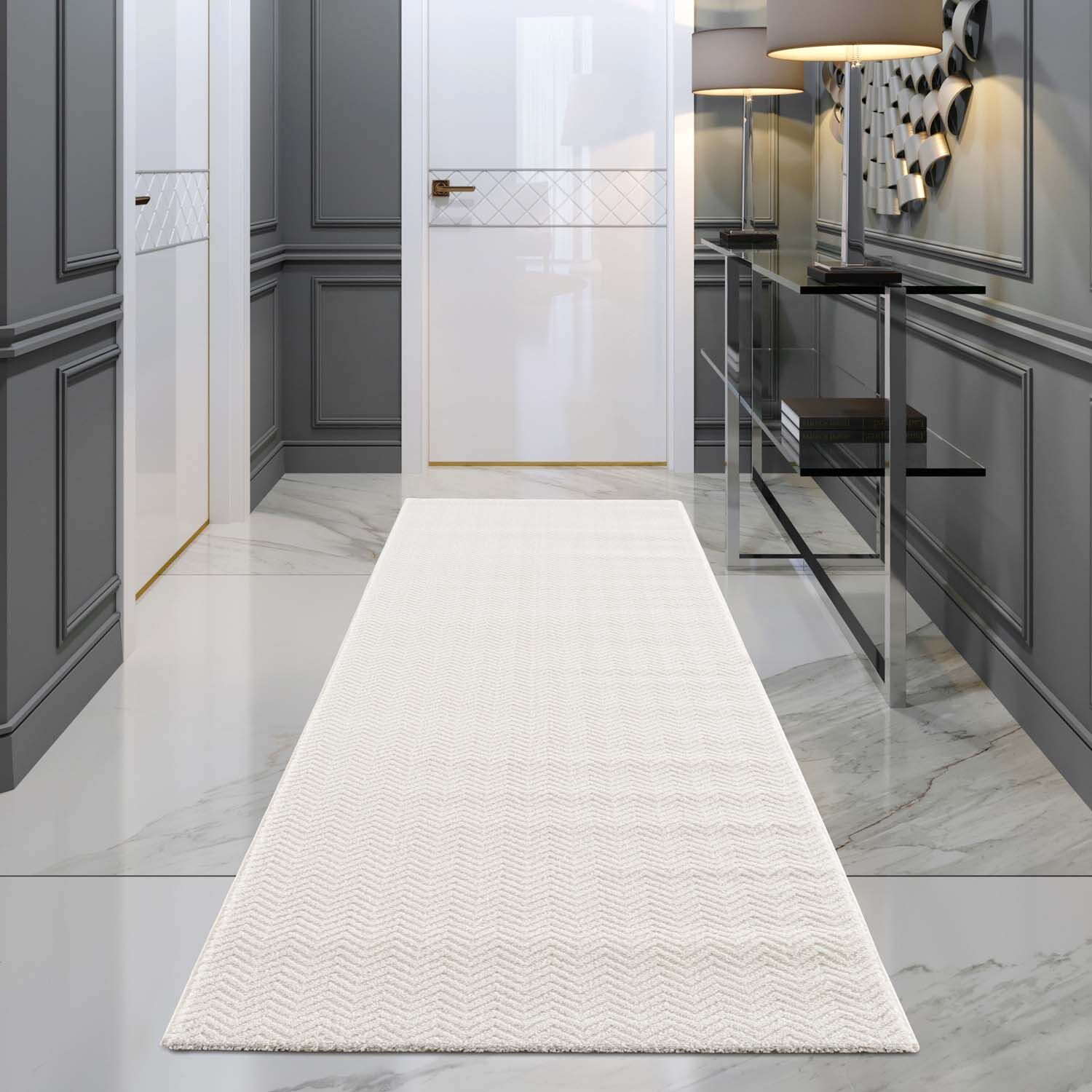 Teppich Modern Luxus Weiss 508 Laeufer Raum
