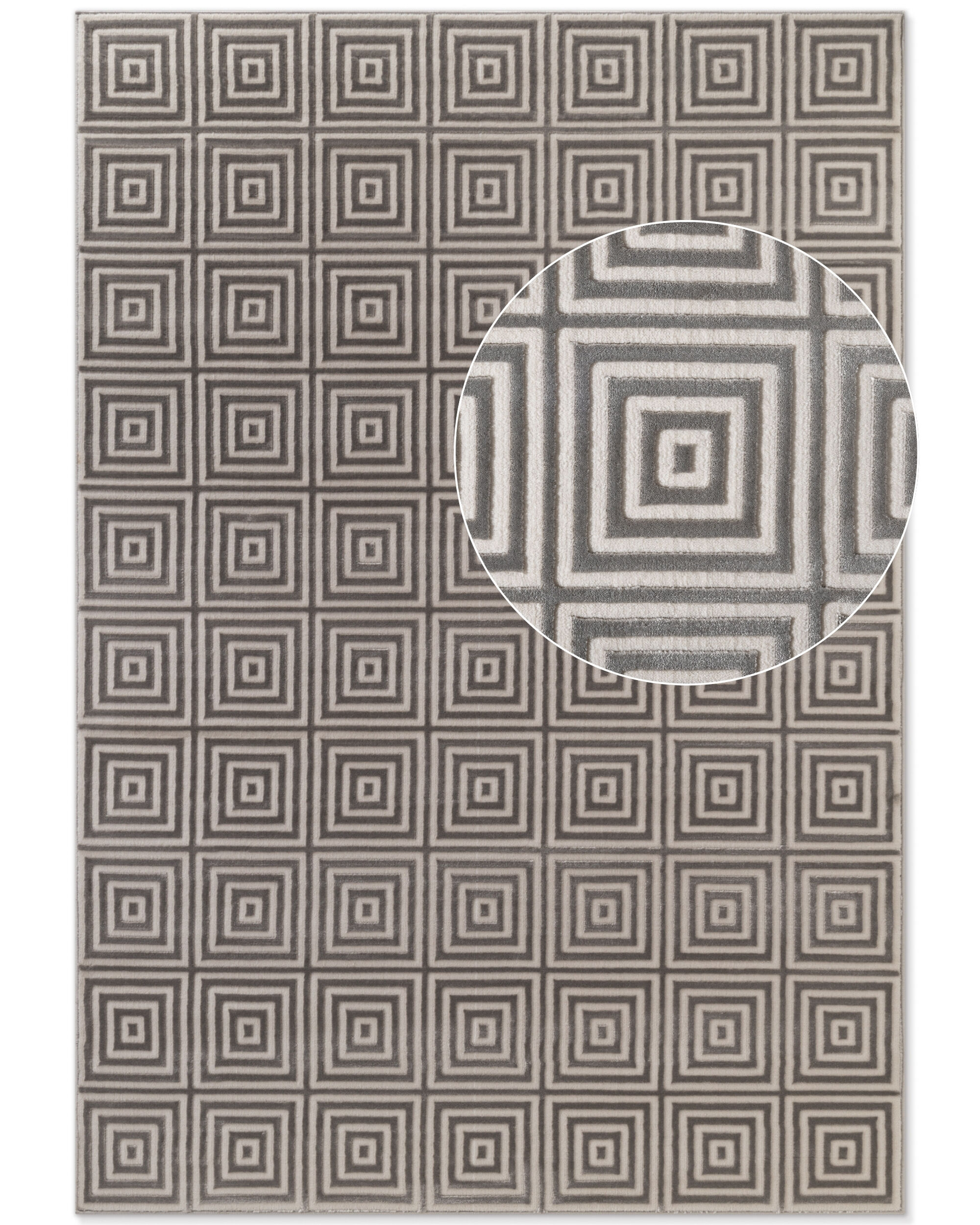 Elle Decoration Kurzflor Teppich Perles Tourmaline 6185 Weiß Grau
