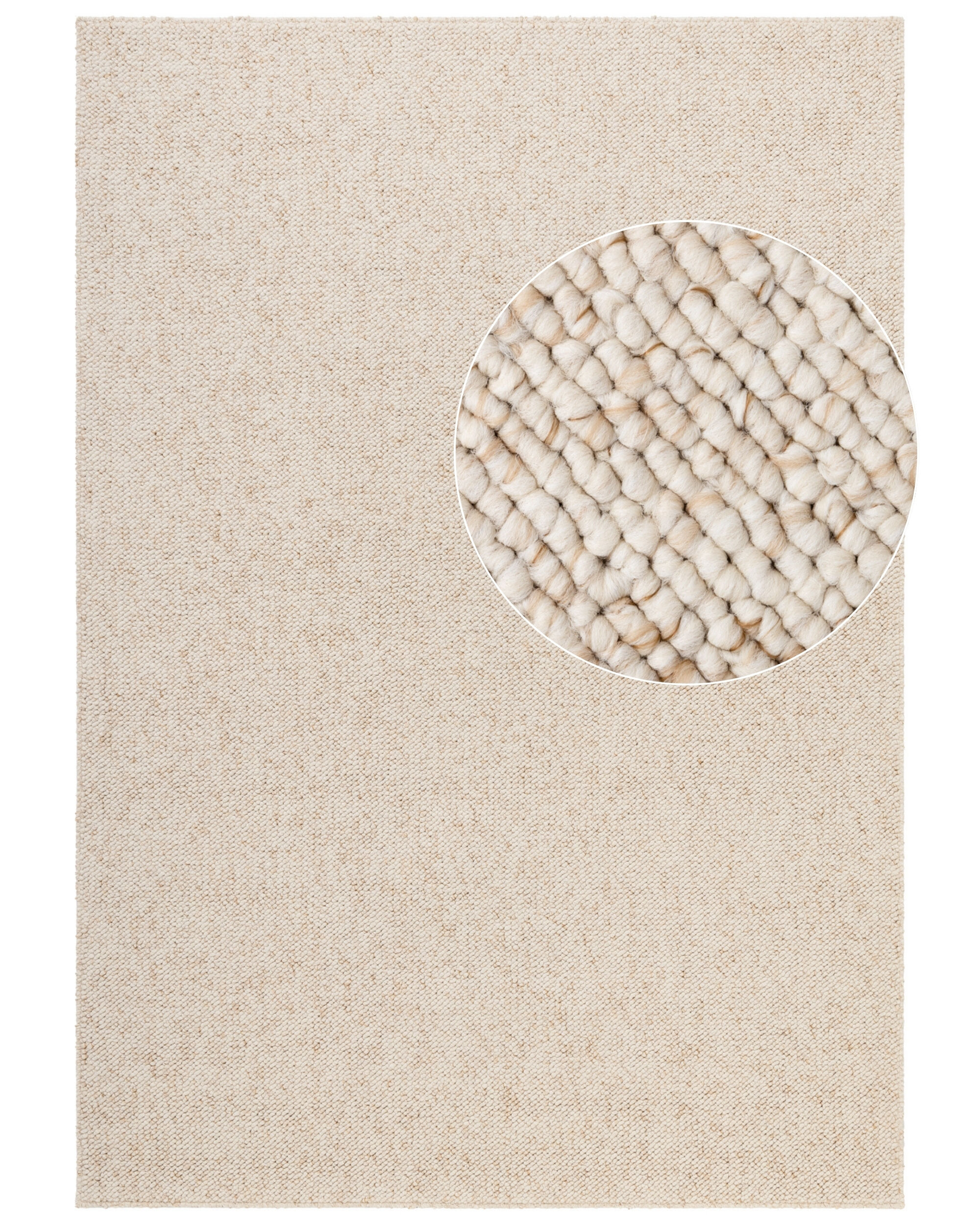 Elle Decoration Waschbarer Teppich Wolle Optik Rocco 6228 Creme