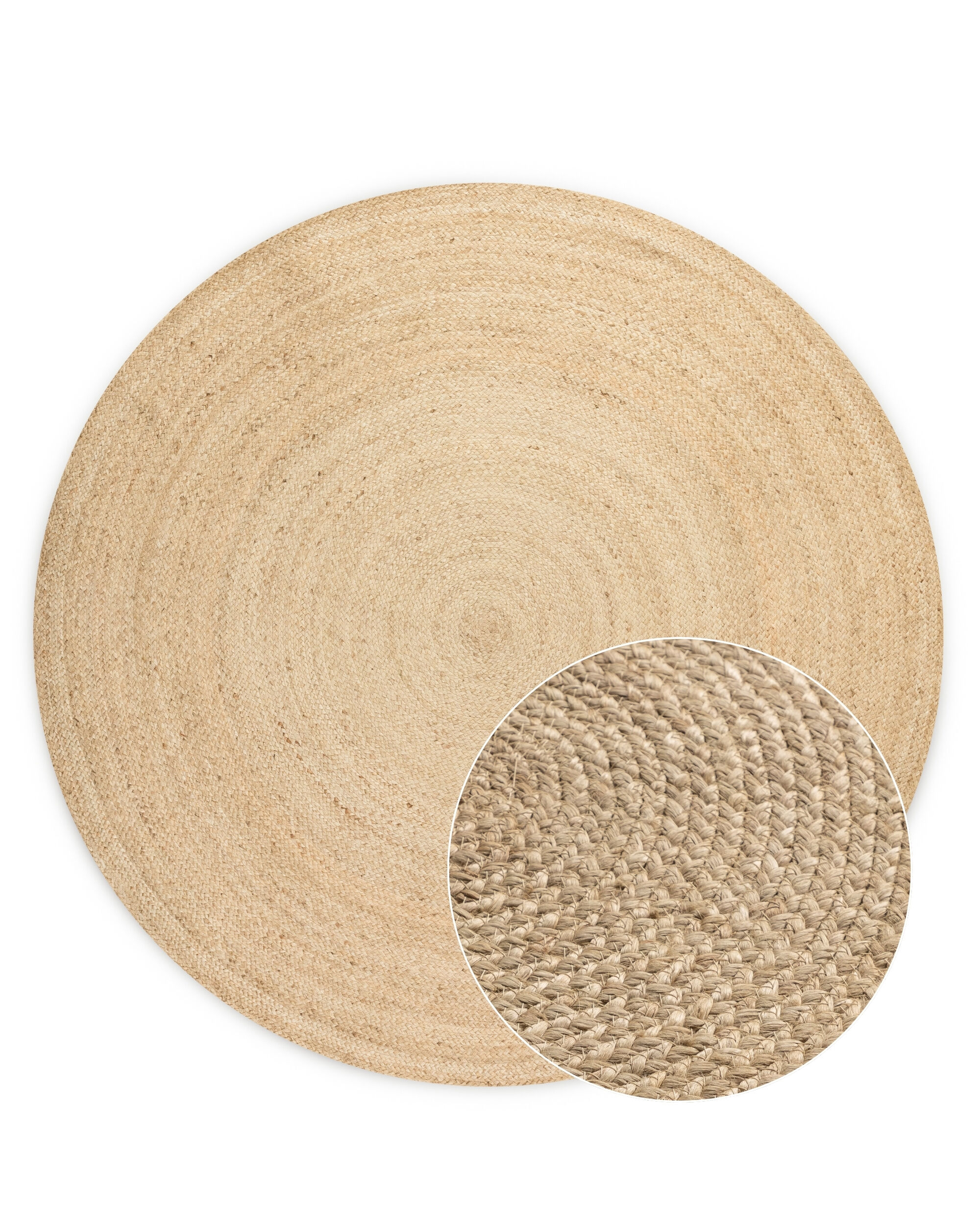 Juteteppich Rund Jute Braided Rangpur 6007 Elfenbein
