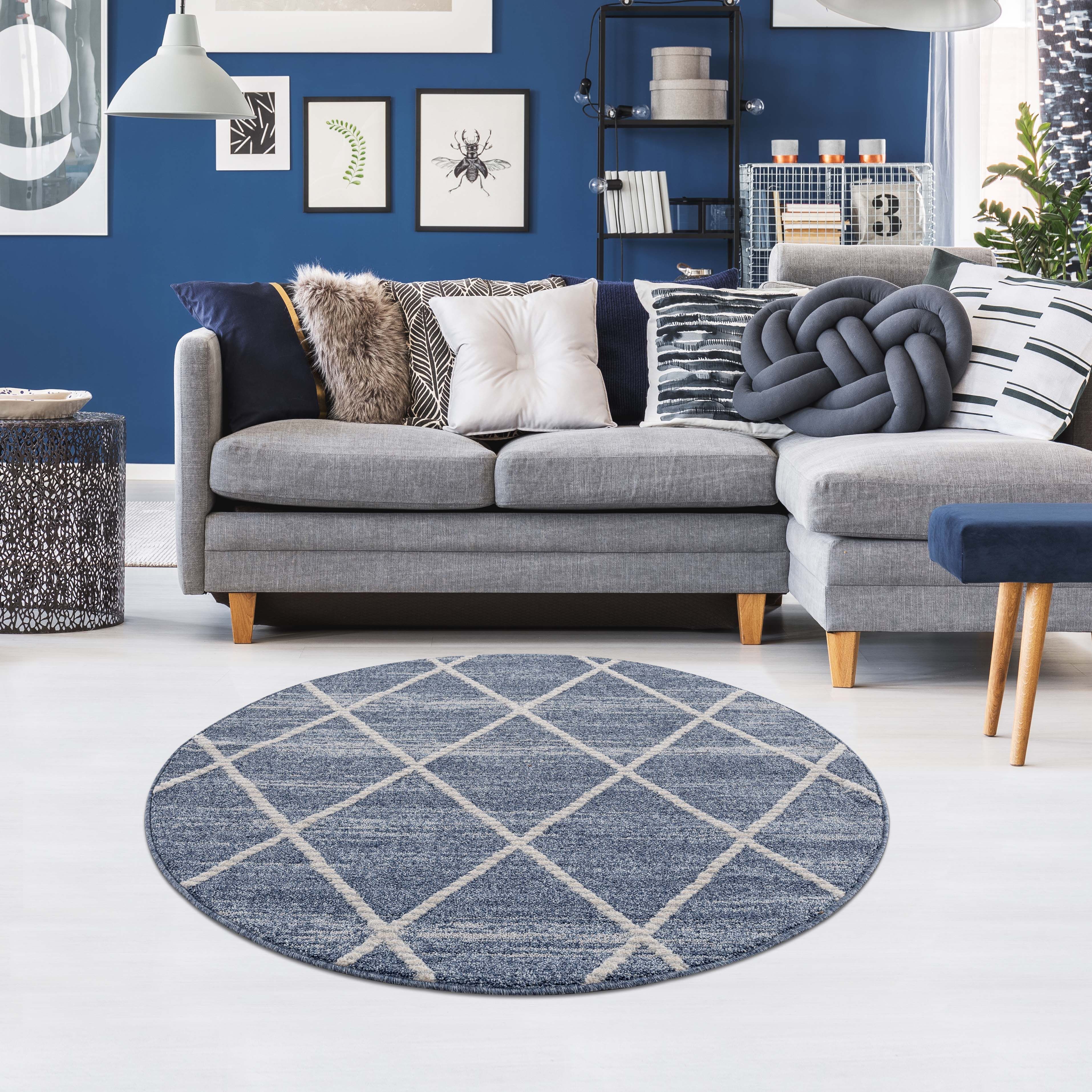 Teppich Modern Blau Deco 6462 Rund Raum