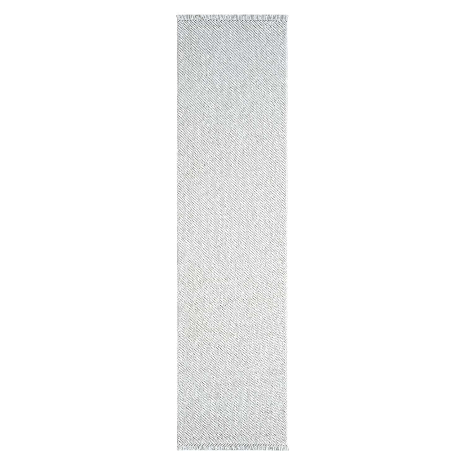 Teppich Wolle Optik Grau 80x300 1