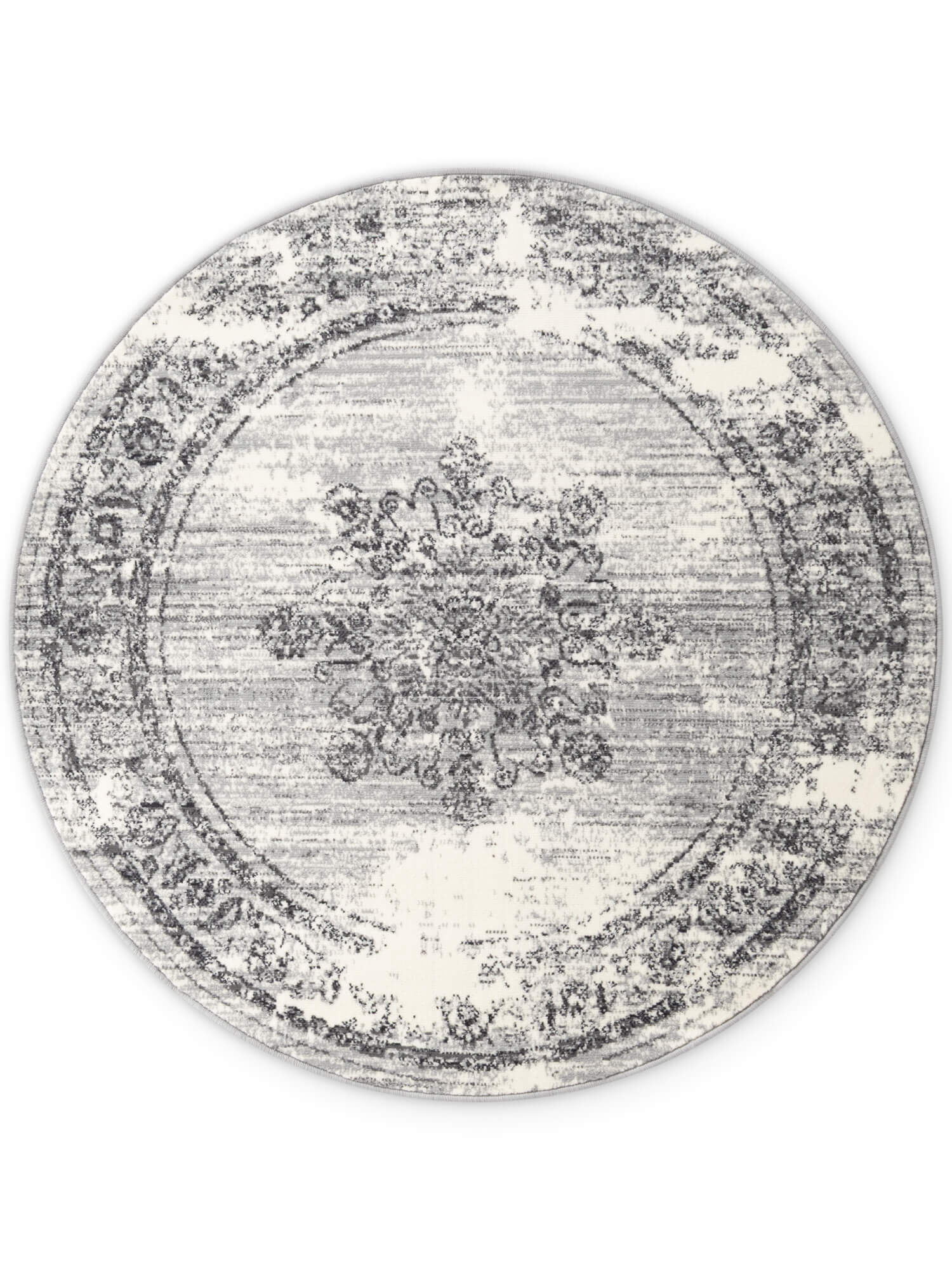 Teppich Kurzflor Uni Rund Gloria 6254 Grau Creme