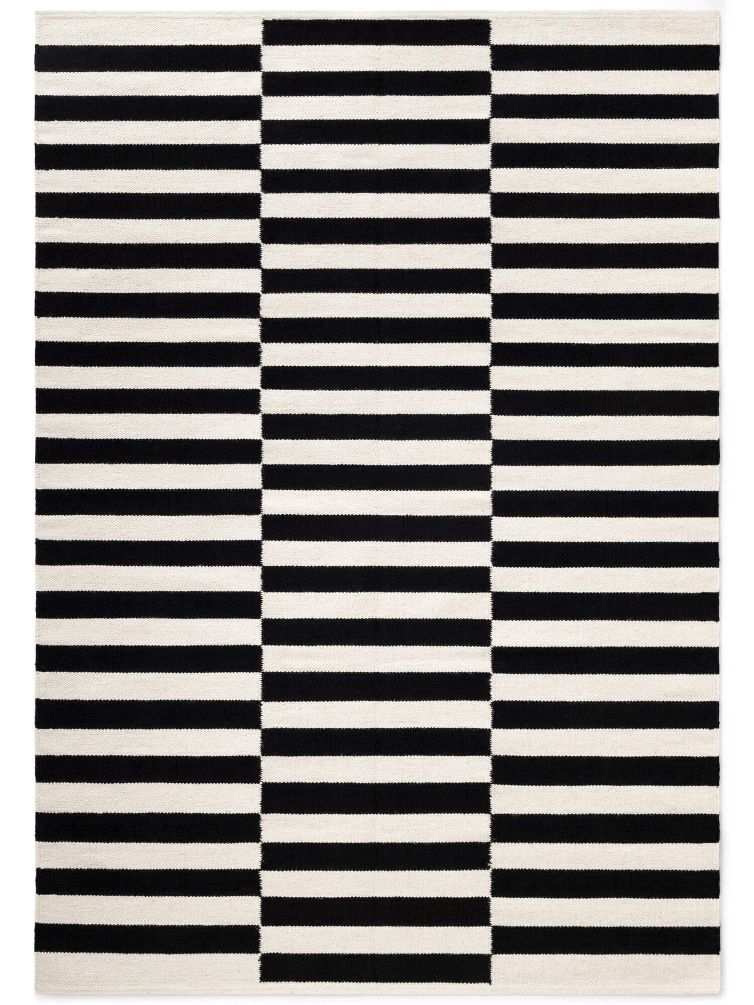 Handgewebter Wollteppich Donna 6207 Schwarz/Weiß  
